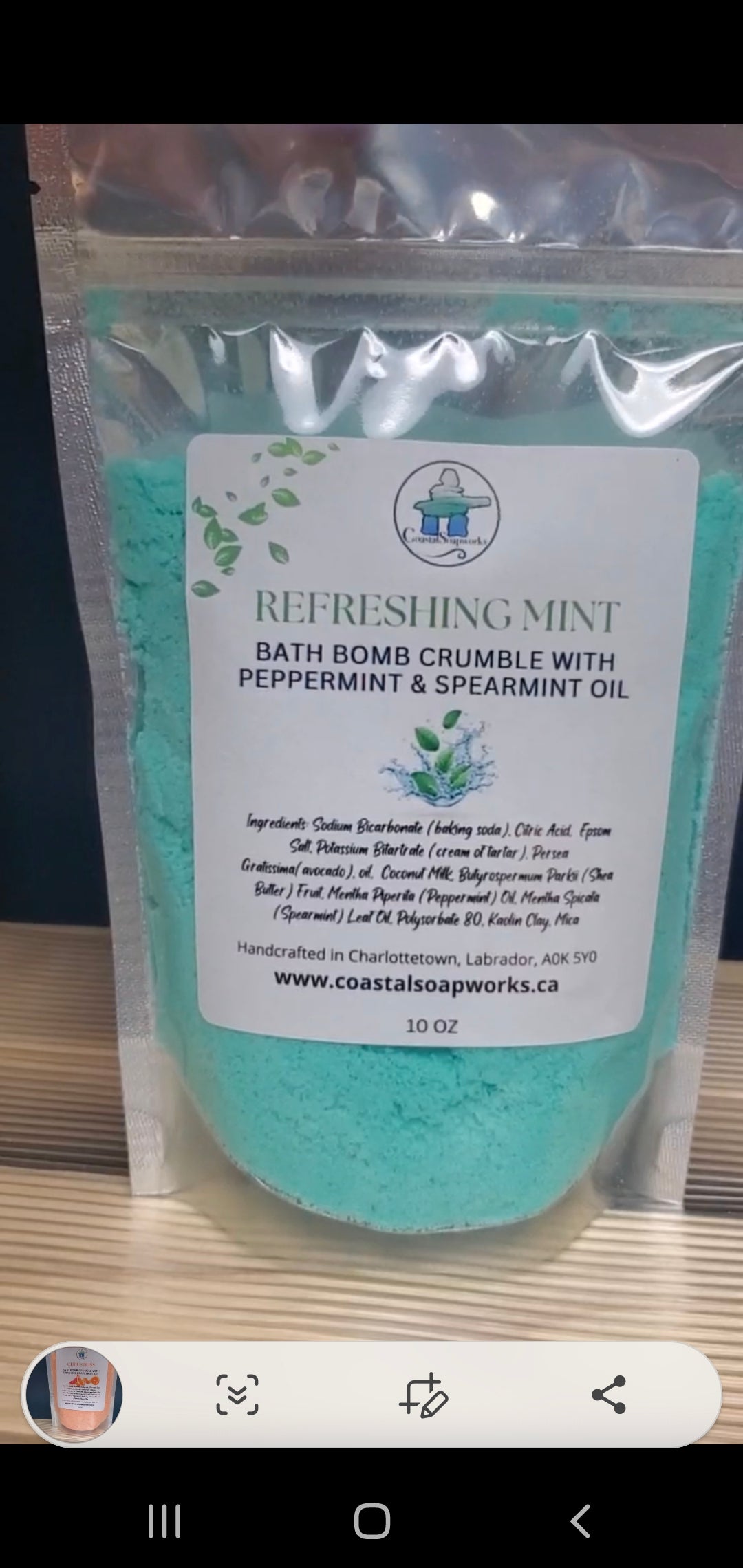 Refreshing Mint Bath Bomb Crumble